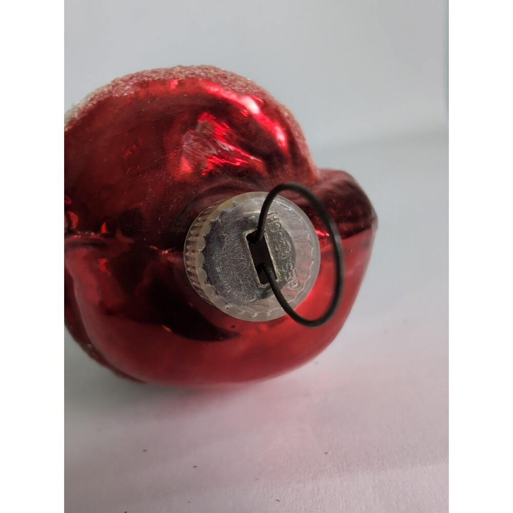 Vintage Santa Head Figural Mica Christmas Ornament West Germany Plastic Cap - Picture 4 of 4